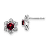 14k White Gold Garnet and Diamond Post Earrings - EM-A97B853C-5456