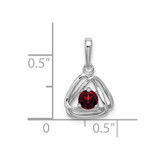 14k White Gold Garnet Triangle Pendant