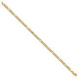 14K 10 inch 3.5mm Semi-Solid Figaro with Lobster Clasp Anklet