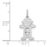 14K White Gold Girl 6x4 Oval Genuine White Topaz-April