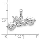 14K White Gold Gold Polished / Textured 3-D Motorcycle Pendant
