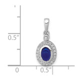 14k White Gold Halo Diamond and Cabochon Sapphire Pendant - PM-114E0262-4427