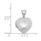 14K White Gold Heart Border 13mm Heart Locket