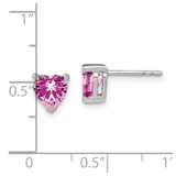 14k White Gold Heart Created Pink Sapphire Earrings - EM-274A7282-9658