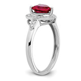 14k White Gold Heart Created Ruby and Diamond Halo Ring