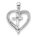 14k White Gold Heart Cross Pendant Mounting - PM-6A697428-9378