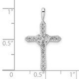 14k White Gold Heart Cross Pendant Mounting - PM-8F340AB7-8243