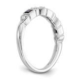 14k White Gold Heart Design 1/10 carat Diamond and Blue Sapphire Complete Band