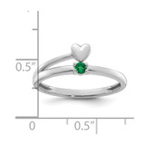 14k White Gold Heart with 1 Birthstone Mother's  Ring Mounting