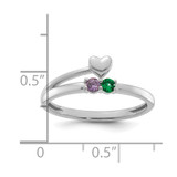 14k White Gold Heart with 2 Birthstone Mother's  Ring Mounting