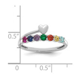14k White Gold Heart with 7 Birthstone Mother's  Ring Mounting