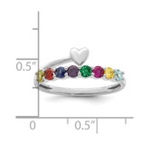 14k White Gold Heart with 8 Birthstone Mother's  Ring Mounting