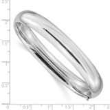 14k White Gold High Polished 10.00mm Hinged Oval Bangle Bracelet