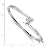 14k White Gold Holds 1 carat 5.75mm Round Stone Hinged Oval Bangle Bracelet Mounting