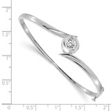 14k White Gold Holds 1 carat 6.5mm Round Stone Hinged Oval Bangle Bracelet Mounting - XB-6368837A-6965