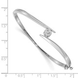 14k White Gold Holds 1/2 carat 4.75mm Round Stone Hinged Oval Bangle Bracelet Mounting