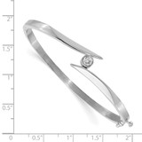 14k White Gold Holds 1/4 carat 4.0mm Round Stone Hinged Oval Bangle Bracelet Mounting - XB-D13968BA-8539