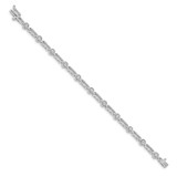14k White Gold Holds 3/4 carat 11-2.6mm Round Diamond 4-prong Bar Link 7  inch Tennis Bracelet Mounting