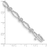 14k White Gold Holds 3/4 carat 9-2.7mm Round Diamond Fancy Link 7 inch Bracelet Mounting