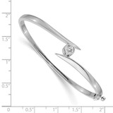 14k White Gold Holds 3/8 carat 4.5mm Round Stone Hinged Oval Bangle Bracelet Mounting