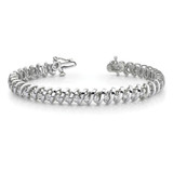 14k White Gold Holds 5 carat 36-3.3mm Round Diamond Fancy Spiral 7 inch Tennis Bracelet Mounting