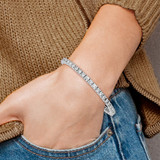 14k White Gold Holds 6.44 carat 46-3.25mm Round Diamond 4-prong 7 inch Tennis Bracelet Mounting