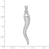 14k White Gold Hollow 3D Italian Horn Pendant - K6-766FA0DB-5308