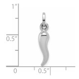 14k White Gold Hollow Italian Horn Charm
