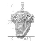 14k White Gold Hollow Polished/Satin Medium Jesus Medal