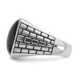 14k White Gold IBGoodman Men's Antiqued Onyx Complete Ring