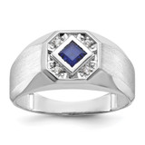 14k White Gold IBGoodman Men's Gemstone and Diamond Satin Ring Mounting