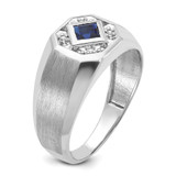 14k White Gold IBGoodman Men's Gemstone and Diamond Satin Ring Mounting