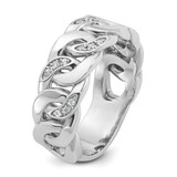14k White Gold IBGoodman Men's Link Design 1/8 carat Diamond Complete Ring