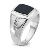 14k White Gold IBGoodman Men's Onyx and 1/8 carat Diamond Complete Ring - B8-80334908-4665