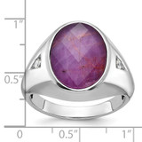 14k White Gold IBGoodman Men's Oval Gemstone and Diamond Ring Mounting