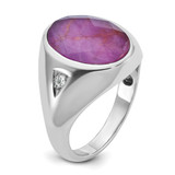 14k White Gold IBGoodman Men's Oval Gemstone and Diamond Ring Mounting