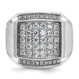 14k White Gold IBGoodman Men's Polished & Satin Cluster Ring Mounting - B5-BB3E7F6B-3796