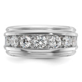 14k White Gold IBGoodman Men's Polished and Grooved Ring Mounting - B6-E918A4A8-5510