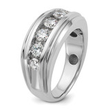 14k White Gold IBGoodman Men's Polished and Grooved Ring Mounting - B6-E918A4A8-5510
