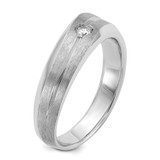 14k White Gold IBGoodman Men's Polished and Satin 1/10 carat Diamond Complete Ring