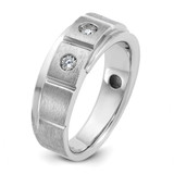 14k White Gold IBGoodman Men's Polished and Satin 1/4 carat Diamond Complete Ring - B5-EF7CD33A-6582