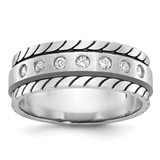 14k White Gold IBGoodman Men's Polished and Satin 1/4 carat Diamond Complete Ring - B8-E9858DAB-2669