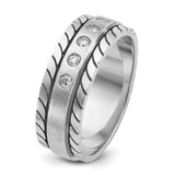 14k White Gold IBGoodman Men's Polished and Satin 1/4 carat Diamond Complete Ring - B8-E9858DAB-2669