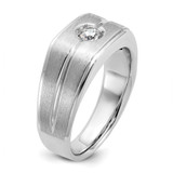 14k White Gold IBGoodman Men's Polished and Satin 1/5 carat Diamond Complete Ring