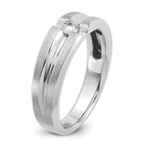 14k White Gold IBGoodman Men's Polished and Satin 1/6 carat Diamond Complete Ring - B5-F5F41287-3832