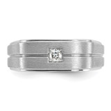 14k White Gold IBGoodman Men's Polished and Satin 1/6 carat Diamond Complete Ring - B6-A0E2B5A4-1144