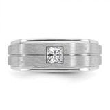 14k White Gold IBGoodman Men's Polished and Satin Diamond Ring Mounting - B6-AFEC7F04-9936