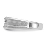 14k White Gold IBGoodman Men's Polished Satin and Grooved 1/4 Carat AA Quality Diamond Ring
