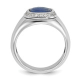 14k White Gold IBGoodman Men's Sapphire Doublet Stone and 1/5 carat Diamond Complete Ring