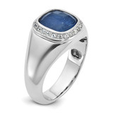 14k White Gold IBGoodman Men's Sapphire Doublet Stone and 1/5 carat Diamond Complete Ring